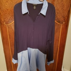 LANE BRYANT- Collard, dual color tunic